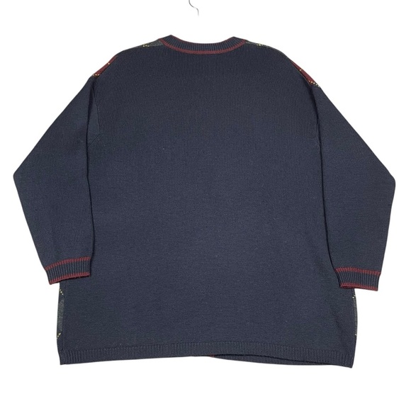 DKNY Wool Argyle Preppy Collegiate Grandmacore Relaxed Cardigan Sweater * - Picture 2 of 15